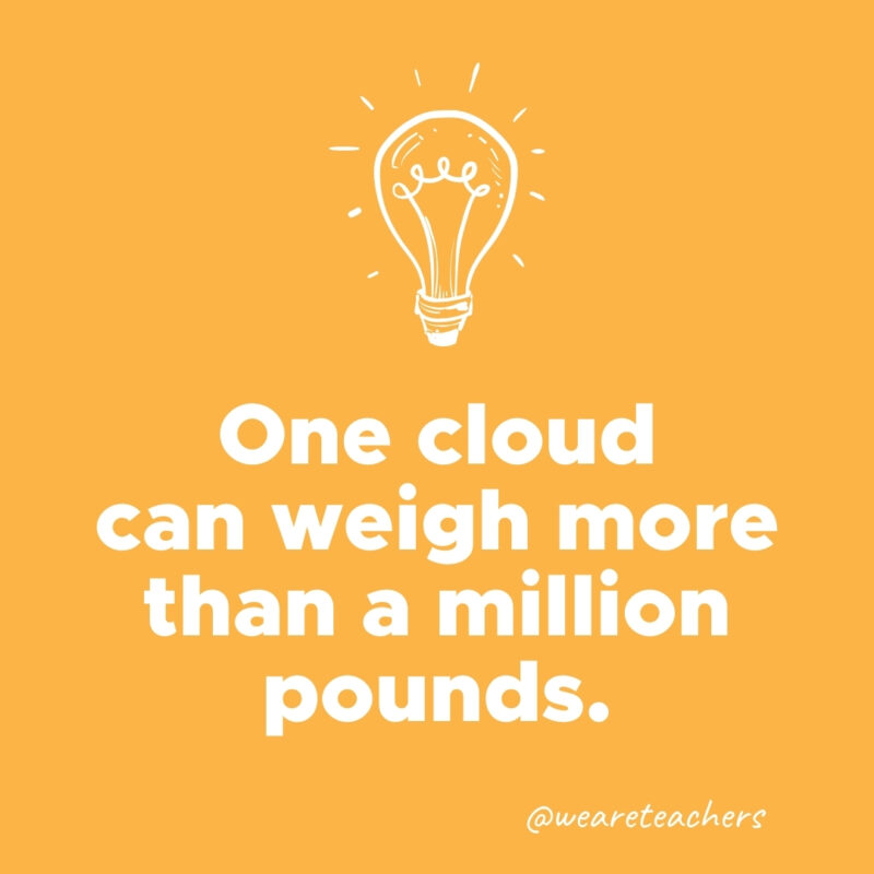 One cloud can weigh more than a million pounds.