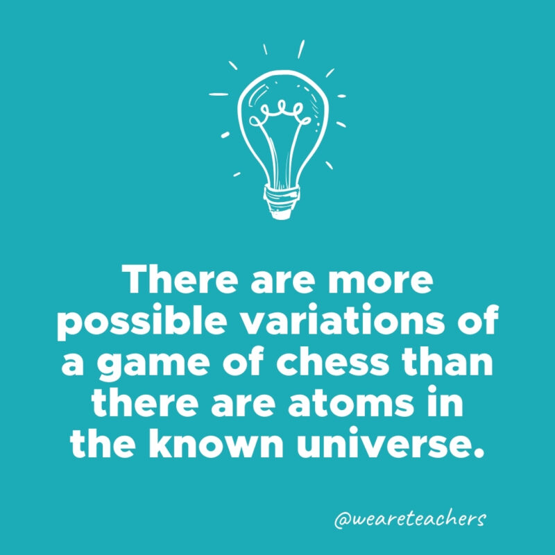 There are more possible variations of a game of chess than there are atoms in the known universe.