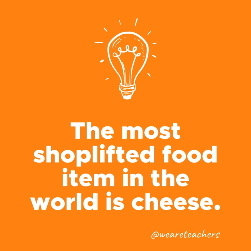 The most shoplifted food item in the world is cheese.