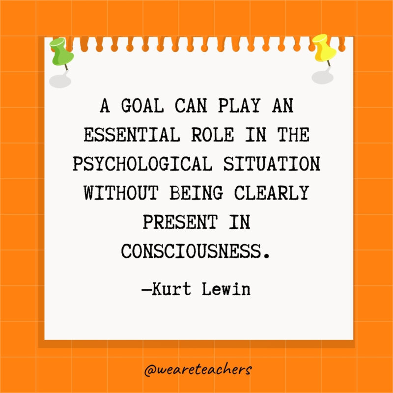 A goal can play an essential role in the psychological situation without being clearly present in consciousness.