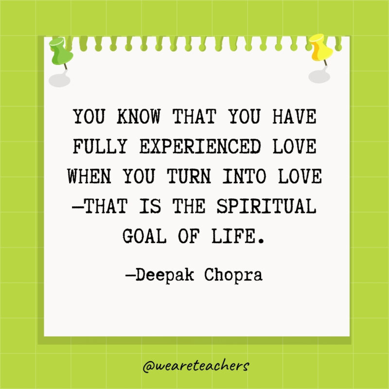 You know that you have fully experienced love when you turn into love—that is the spiritual goal of life.