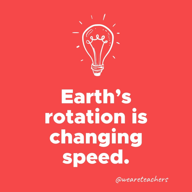  Earth’s rotation is changing speed.