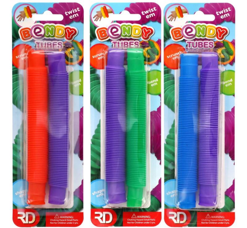 Plastic bendy tubes in assorted colors