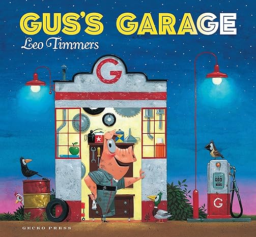 Book cover for Gus's Garage as an example of preschool books
