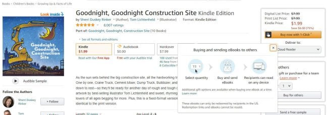 Amazon.com page for Goodnight, Goodnight Construction Site ebook