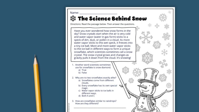 What is Snow worksheet with pencil