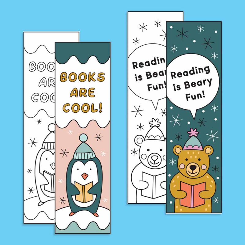 Reading Is Beary Fun and Books Are Cool bookmarks