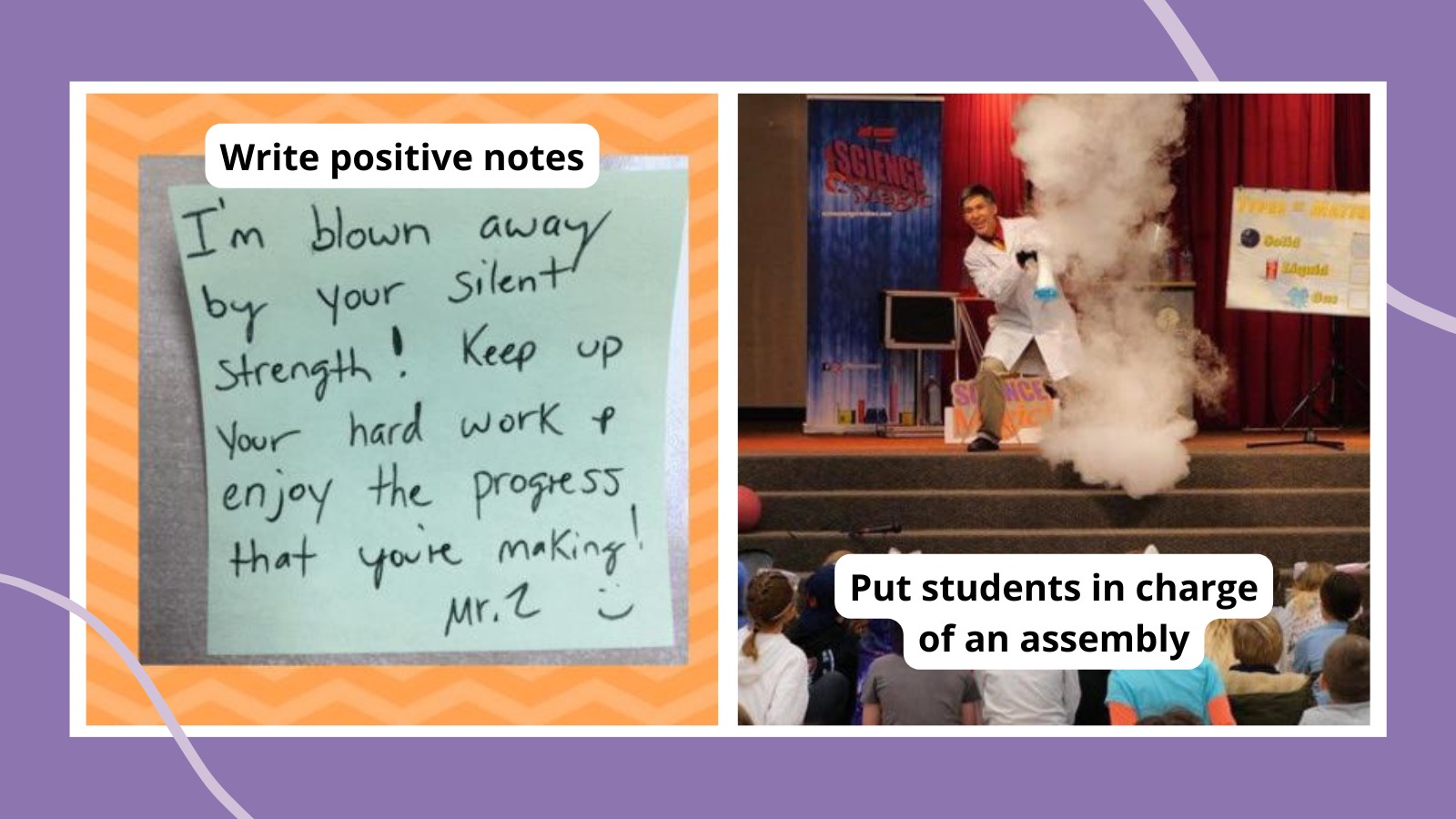 Tips and tricks for teaching fourth grade including writing positive notes and letting students plan an assembly.